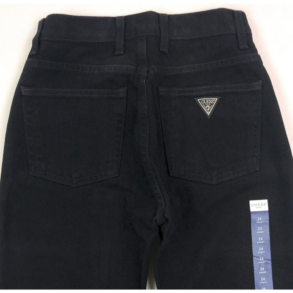 Guess 050 Original Women 24 Short Classic Fit VTG High Waist 90s Black Mom Jeans - Picture 10 of 11